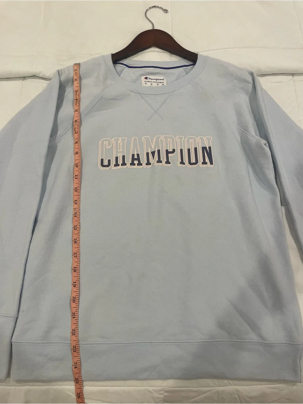 Champion Light Blue Crewneck Sweatshirt with Logo